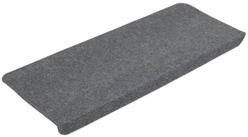 vidaXL Alfombrilla Autoadhesiva de Escalera 15 uds, Alfombra Antideslizante, Protector Amortiguación de Peldaño, Tela Gris 65x24,5x3,5 cm