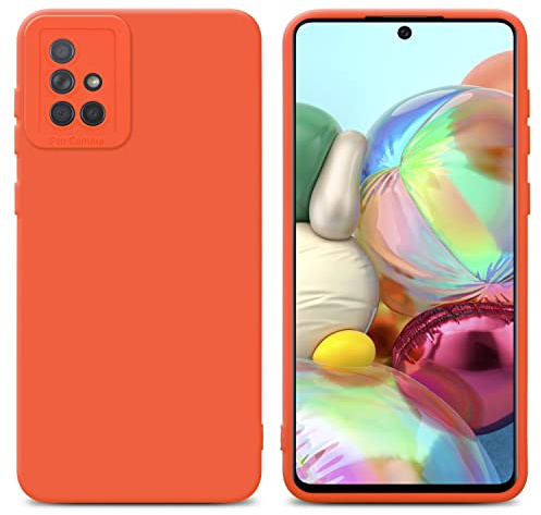 Cadorabo Hülle kompatibel mit Samsung Galaxy A71 4G Schutzhülle TPU Silikon Case Liquid Design mit Kameraschutz Slim Kratzfest Weiche Gummi mit Rundumschutz Case Hülle für Galaxy A71 4G in Orange
