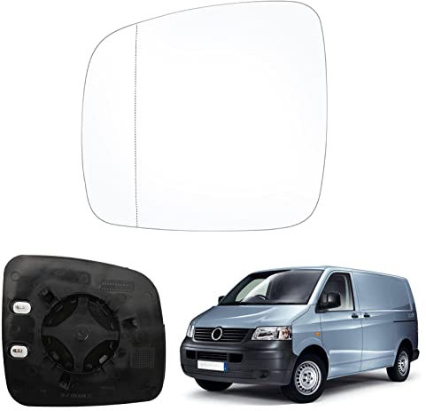 Spiegelglas Ersatz für VW T5 Caddy, Außenspiegel rechts beheizbar Ersatzspiegelglas kompatibel mit T5 2003-2009, Spiegel Glas kompatibel mit Caddy 2004-2015 (Links)