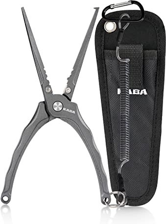 kaba 8inch Long Nose Fishing Pliers,Needle Nose Fishing Pliers,Hook Remover,Braid Line Cutters,Saltwater Resistant Fishing Gear