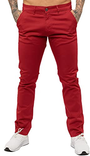 989Zé ENZO Mens Skinny Slim Fit Chinos Stretch Trousers Pants EZ348 RED 32 Regular