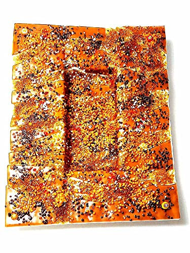 BLUSUPERSHOP Vassoio piatto centrotavola 33x39 cm Circa Spesso da 5 A 8 cm Art 112 Vetro Fusione vetri e murrine di Murano Pezzi Unici Made in Italy E Omaggio Portachiavi