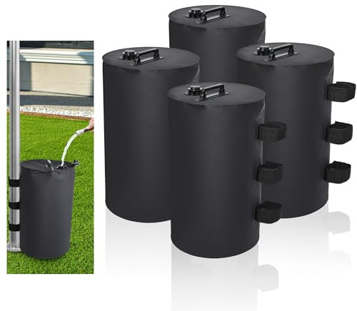 4 Stück Baldachin Wasser Gewicht Tasche, 40 kg, 20L Schwarz Wasser Zelt Gewichte Beingewichte für Pop Up Baldachin, Sandsäcke Zelte, Stark Winddicht für Pop Up Baldachin, Pavillon, Unterschlupf,
