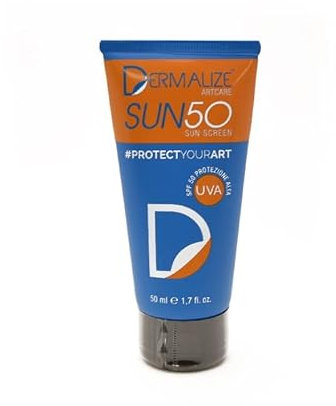 Dermalize Artcare Sun 50 Sunscreen - Crema para Tatuajes con Protección Solar SPF50 Cuida Nutre y Protege 50ml