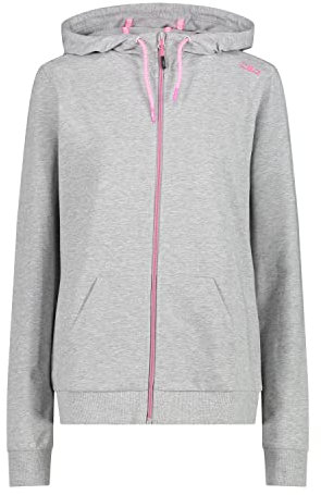 CMP - Giacca Melange Elasticizzata da Donna con Cappuccio Fisso, Grigio Mel.-P.Fluo, 42