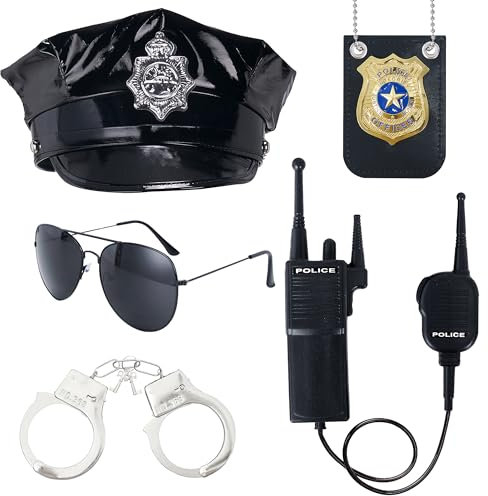 SPOOKTACULAR CREATIONS Ensemble d'accessoires de cosplay de police pour adultes, enfants, déguisement de détective, costumes d'Halloween