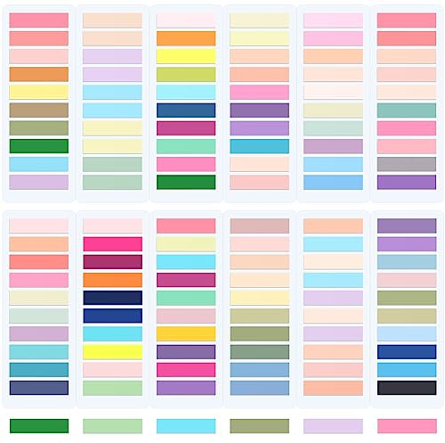 VEGCOO Sticky Tabs, 2400 Stück Haftstreifen Sticky Notes Transparente Haftnotizen für Lesezeichen Klare Haftnotizen Pastell in Pastelltönen für Büro Schule
