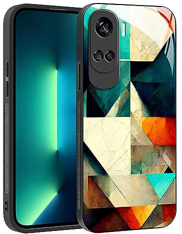 YUXING Cover per Honor 90 Lite 5G - Abstact Art Geometry Pattern Antigraffio Vetro Back Cover, Custodia Antiurto Antiscivolo Sottile (Geometry,02)