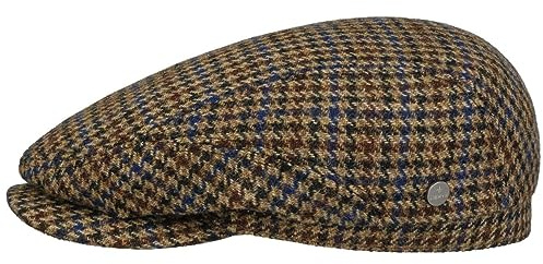 LIERYS Pepita Driver Flatcap Klassische Schiebermütze Herren Hahnentrittmuster Herbst Winter Camel S (54-55 cm)