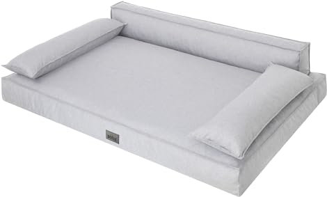 DOGGY Hundebett, Hundematratze, Hundecouch, für kleine und große Hunde, Hundekissen, Hundekorb, Haustier, Schlafplatz, Hundemöbel, Grau, XL: 99x66 cm
