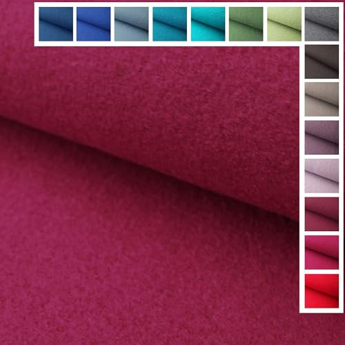 Premium Walkloden Walkstoff Kochwolle - 100% Wolle, Stoffe, Trachtenstoff, Meterware ab 25 cm Länge - Farbe Kirschrot - Cherry