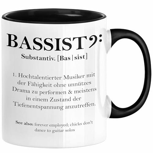 Trendation - Bassist Tasse Geschenk Definition Lustiger Spruch Bass-Spieler Geschenkidee (Schwarz)