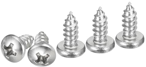 DTGN #8x3/8 Phillips Pan Head Self-tapping Screw - 100Pack - Bright Finish 304 Stainless Steel Sheet Metal Screws Wood Screws