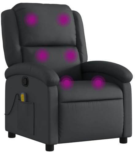 vidaXL Massagesessel Relaxsessel Echtleder Schwarz