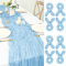 8 Stück Seihtuch Tischläufer Hellblau, 55x300 cm Blau Käsetuch Tischläufer Waschbares Gaze-Stoff Boho Cheesecloth Tischläufer Hochzeit Tischdecke für Hochzeit Geburtstags Brautparty Tischdekoration