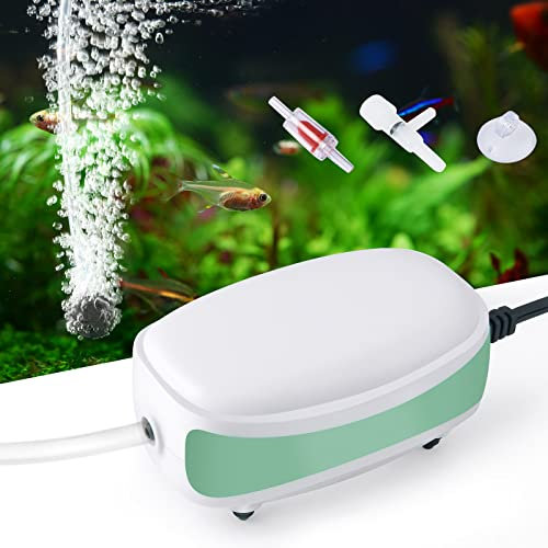 PYPABL Ossigenatore Per Acquario Mini, Aeratore Silenzioso Per Acquario, Pompa di Ossigeno Silenziosa Con Uscita Singola e Accessori Per Acquario da 1 Litro 40 Litri