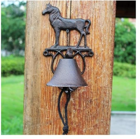 SFQEVHRZ Wandglocke für den Außenbereich Türglocke, Pferd Rustikale Metall Wand Türklingel Antike Hardware Große Tier Klassische Abendessen Glocke Geeignet for Hof Villa Bauernhof