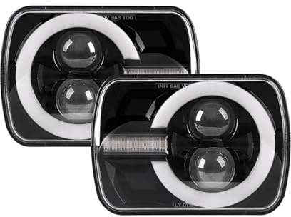 UFITIDU Scheinwerfer, 2 Stück, 7 x 6, 5 x 7, LED, Auto, H4, quadratisch, Montage für Jeep, für Wrangler YJ, für Cherokee XJ Scheinwerfer (2 Stück W)