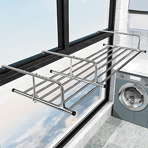 RAPGACBQ Tendedero para Ropa, Tendedero para Balcón, Tendedero para Zapatos, Tendedero Extensible para Ropa, Tendedero para Radiador de Balcón Multifunción Tendedero Plegable de Acero Inoxi