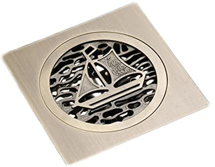 ALMLNLL Bodenablauf Eckbodenablauf aus Edelstahl Bodenablauf, quadratisch, aus antikem Messing, fertiger Badezimmer-Duschablauf, Badezimmer-Abflussgitter, 10 x 10 cm