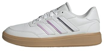 adidas Damen Courtblock Shoes, Crystal White/Crystal White/Aurora Plum, 43 1/3 EU