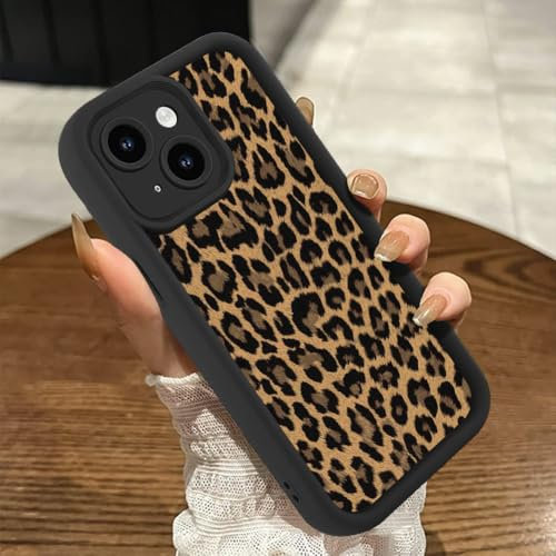 Genmoral Compatible with iPhone 11 Pro 6.1 Inch Matte Case,Leopard Animals Pattern Print Shockproof Cover, Soft Case TPU Protective Shell for Women Girls, Anti Scratch Phone Case Black