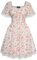 SCARLET DARKNESS Robe victorienne florale vintage à manches courtes avec lacets pour femme, Beige Rose Floral, M