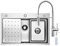 CECIPA Evier Cuisine Inox 1 Bac avec RobinetCuisine Ressort Spirale, 70x45 CM Grand Evier et Distributeur de Savon, Evier de Cuisine et évier mobile et planche à découper