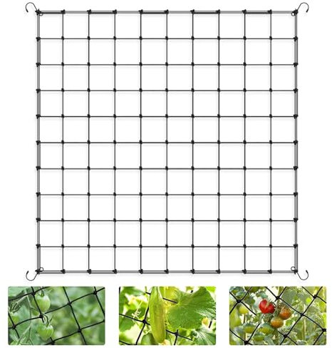 Zikenis Wachsen Zelt Netz 100 x 100 cm, Scrog Netz,Elastisches Mesh Zelt Ranknetz,Grow Netz mit 4 Haken,für GemüSe-,Obst-Und Blumenpflanzen Verwendet,für Hof,Gartenarbeit,Garten,Balkone (100 x 100 cm)