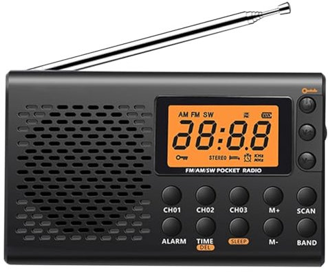 Radio AM/FM/SM portable, grand écran et haut-parleur, radios portables secteur et batterie, écran rétroéclairé, lecteur transistor compact, facile à utiliser pour les personnes âgées