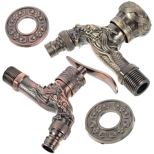 Operitacx 2Pièces Robinet Vintage Bronze Antiques pour Salle de Bain et Cuisine Design Unique et Durable Robinet Eau pour Lave Linge et Balcon Couleurs