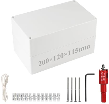 CPROSP Abzweigdose IP66 Feuchtraumdosen 200 120 115 mm, x, für Ø 6-12 mm | Aufputz-Abzweigkasten; Wasserdicht; mit 10x Kabelverschraubungen; Abzweigdose mit Lochsäge 20 mm