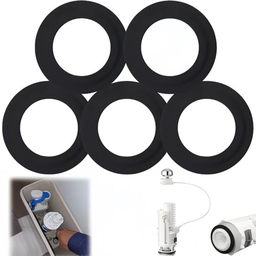 5Pcs for Siamp 49 50 Toilet Flush Valve,Universal Replacement Seal Kit,Thick Rubber Washer Gasket for Cistern - Fix Leaking Toilet,Easy DIY Repair Spare Parts for Flush Mechanism & Toilet,Black