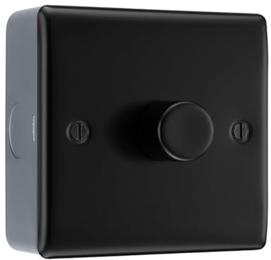BG Nexus Matt Black 1 Gang 200W 2 Way Push On-Off Intelligent LED Dimmer Switch & Surface Pattress Back Box