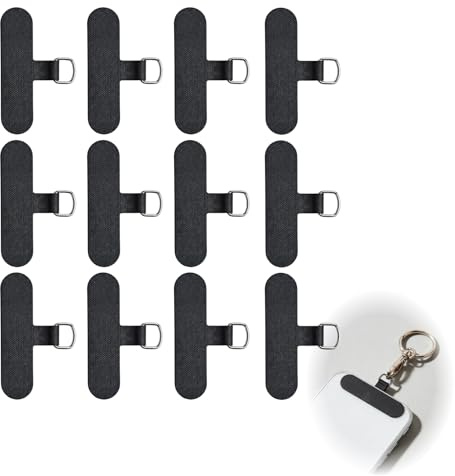 12PCS Languettes d'attache, Attache Telephone pour Cordon Et Dragonne Telephone Portable Patchs Universels pour Cordon sans Adhésif Accessoire Compatible avec Coques Fermées