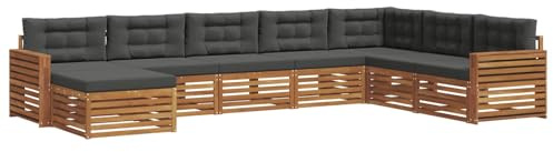 vidaXL Sofagarnituren 8 pcs Natur und Anthrazit Massivholz Akazie, Garten Lounge, modernes Outdoor Sofa, strapazierfähiges sectional, Terrassenmöbel für Bequeme Sitzgelegenheiten