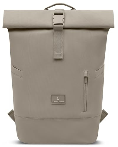 Johnny Urban Rolltop Rucksack Damen & Herren Grau - Luca Medium | Großer Tagesrucksack mit Laptopfach für Arbeit Uni Schule Reise, 17 l, Wasserabweisend