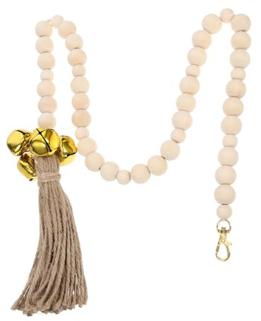 HEMOTON Wooden Bead Chain Bell for Dogs Dog Doorbells Training Bell to Sound at Door Handle for Puppy Toilet Training