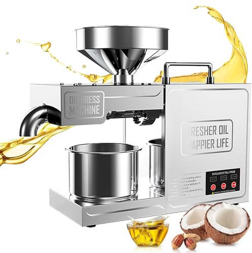 Pressa per olio, 820 W, pressa automatica a freddo e a caldo in acciaio inox per noci e semi, estrazione dell'olio di soia, design efficiente e durevole