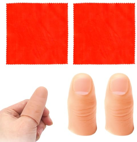 HAPZUR Kit Magie : Lot de 2 Pointes de Pouce Magique et 2 Foulards Magiques pour Tours Bluffants, Facile pour Débutants Enfants & Adultes