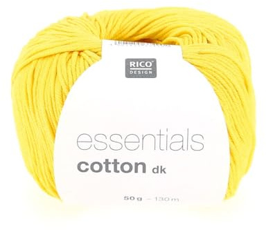 Rico Design Essentials doppelt gestrickt Garn, 100% Baumwolle, Banana