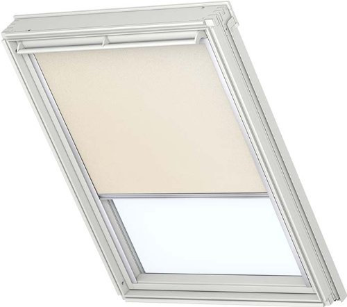 VELUX Original Verdunkelungsrollo DKL F04 1085S Für//GGL, GTL, GPL, GHL, GXL, GGU, GTU, GPU, GHU, GXU F04//in Stofffarbe 1085/Uni Beige//Seitenschienen in Silber_3031