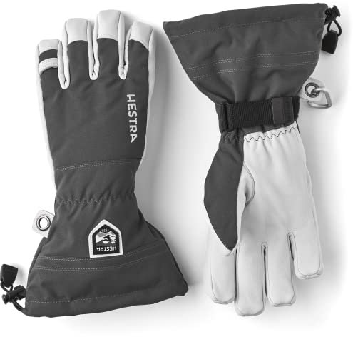 Hestra Army Leather Heli Skihandschuh, 5-Finger-Schneehandschuh zum Skifahren & Snowboarden für Damen & Herren - Grau - 12