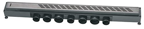 Wirquin 30723956 Caniveau douche à l'italienne Venisio L.700 mm avec grille Line en inox largeur 43 mm design traits, chromé