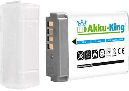 Akku-King Akku kompatibel mit Canon NB-13L - Li-Ion 1010mAh - für Canon PowerShot G5X G7X G9X, G7X Mark II, G9X Mark II,SX720 HS, SZ730 HS, SX620 HS