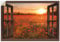 ARTland Wanddeko Wandtattoo selbstklebende Vinylfolie 100x70 cm Fensterblick Fenster Natur Botanik Blumen Mohnblumen Sonnenuntergang T5ZN