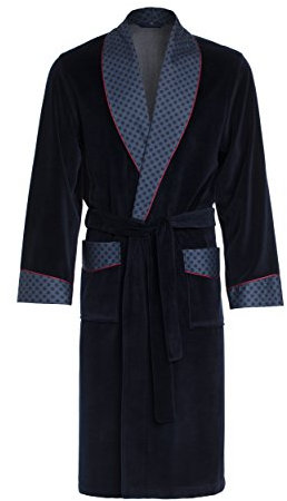 Robe de chambre pour hommes Revise Vasco RE-104 Velours – Bleu foncé c3-3XL