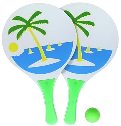 Racchettoni da Spiaggia in Legno Colorati cm 38 con Pallina Beach Tennis Pool Party Beach Tennis con Pallina Racchette Spiaggia Coppia Racchette,Colori Assortiti Colore Casuale Racchetta Spiaggia