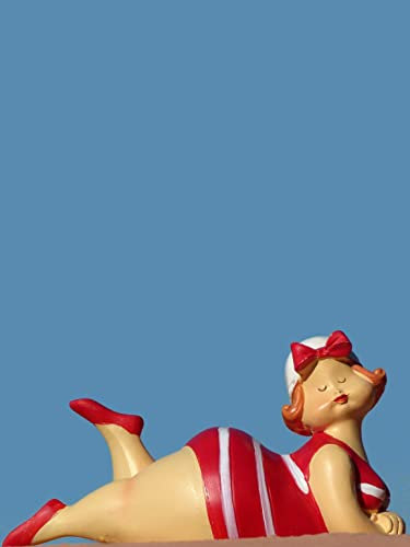 Pommerntraum ® | Dekorationsfigur Maritime Badenixe mollige Badefigur üppige Dame Badelady Strandnixe Nana Rubensdame Rubensfigur (rot)