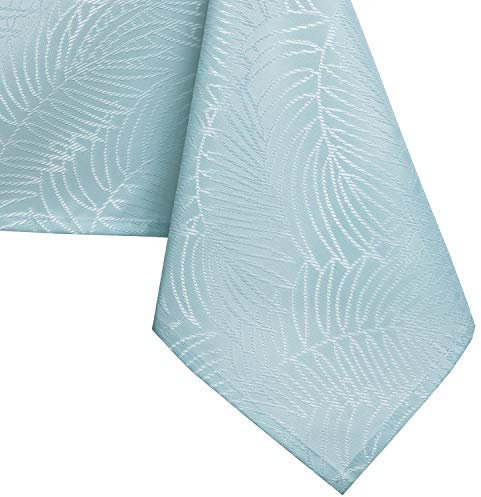 AmeliaHome Tischdecke rund 150x150 cm Tischtuch Tafeldecke Fleckschutz Lotuseffekt Abwaschbar Wasserabweisend Ornament Gaia hellblau